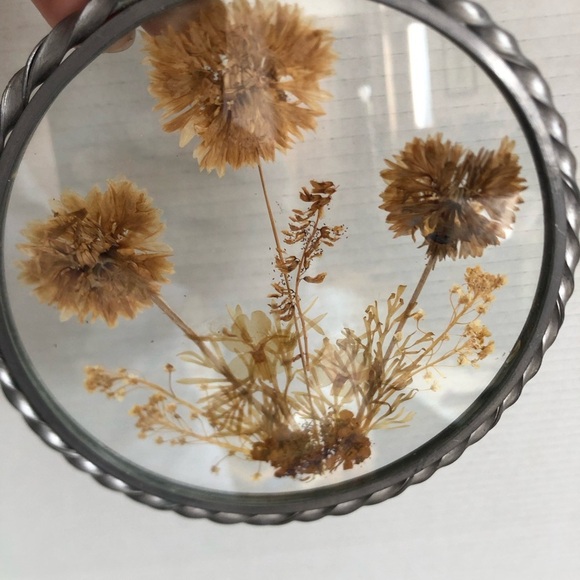 Vtg Pressed Flowers Sun Catcher - Picture 9 of 10